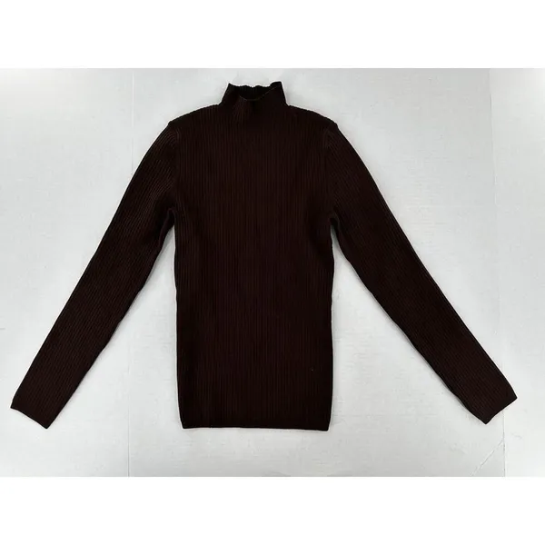 Babaton Aritzia Sweater Sz Xs Sculpt Knit Tie Open Back Ribbed Brown Mockneck​ - Image 8