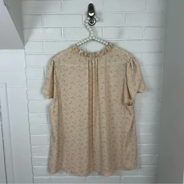 Adrianna Papell Lightweight Sheer Floral Short Sleeve Blouse Top Size XL - Image 9