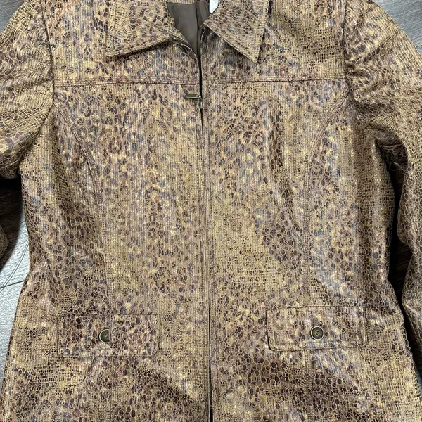 Alfred Dunner Tan Animal Print‎ Leather Jacket - Image 2