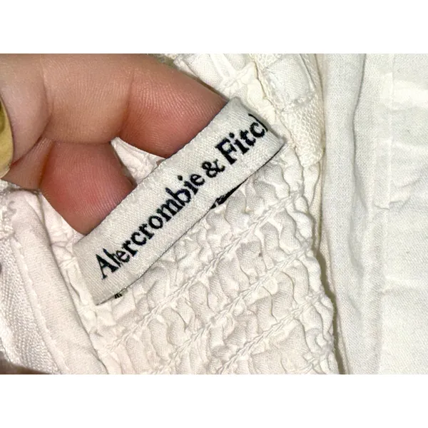 Abercrombie & Fitch White Linen Blend Smocked Strapless Mini Dress Women Size XS - Image 3