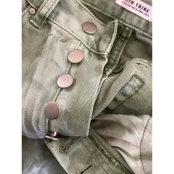 12th Tribe Green Tie Dye Tapered High Rise Jeans Button Fly S - Image 5