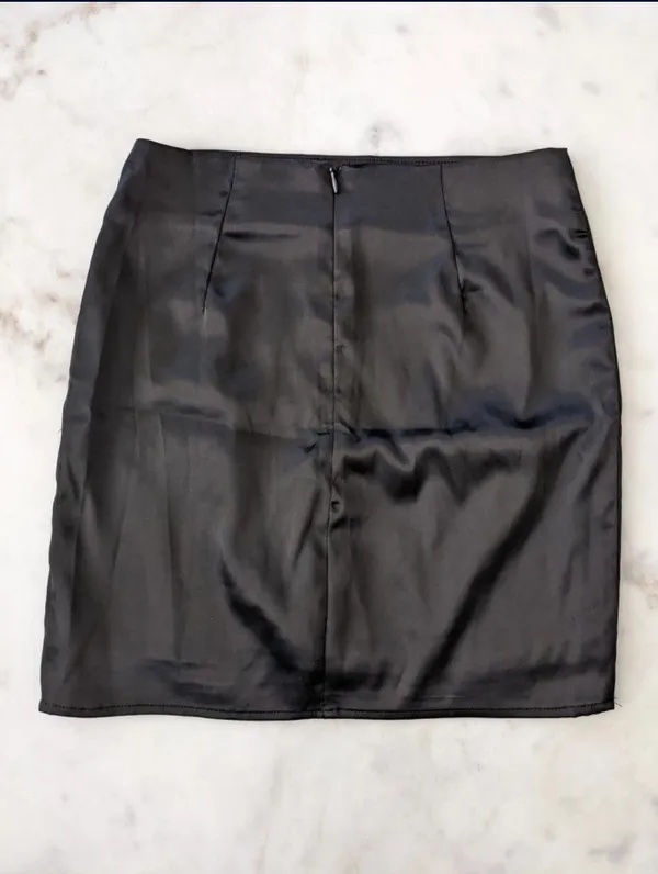 Dolls Kill Tic Toc Black Satin High Waist Mini Skirt - Image 5