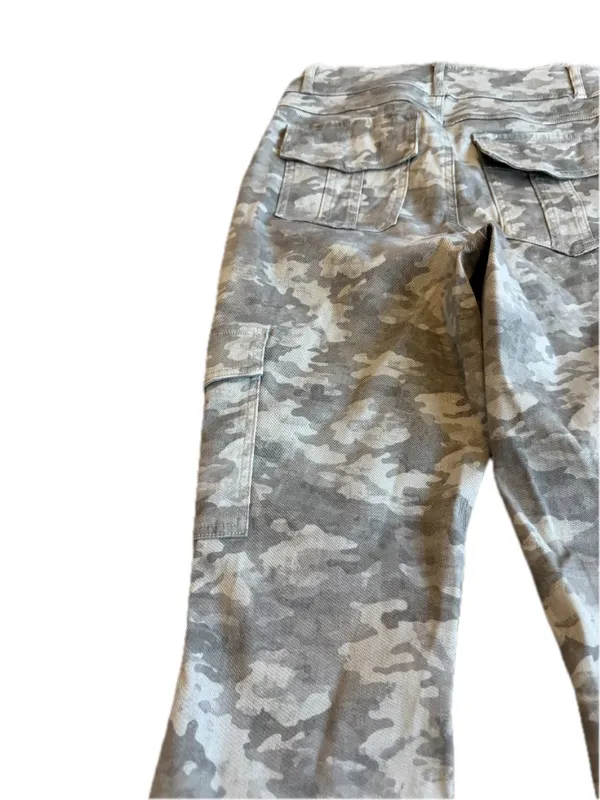 Spanx Green White Camo Cargo Pants Skinny Zip Fly Utility Tapered Large Women's - Image 9
