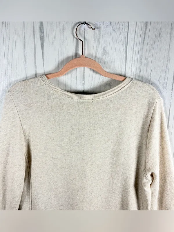 GAP Women’s Casual Boho Scoop Neck Shimmer Sweatshirt in Oatmeal, Large - Image 6