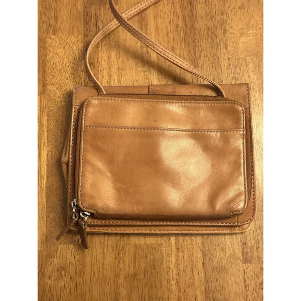 Vintage FOSSIL Purse Organizer Pocket Crossbody Shoulder Bag Brown Leather Retro - Image 8