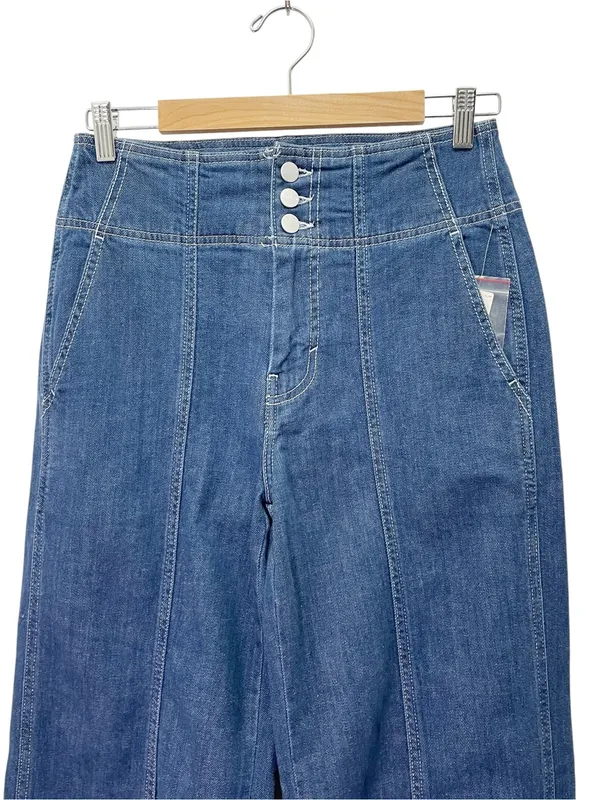 NWT PILCRO Anthropologie Jeans Sz 27 High Rise Wide Leg Trouser Contrast Stitch - Image 5