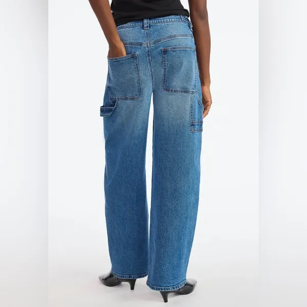 SCOOP Womens Baggy Carpenter Jeans Size 8 Distressed Adjustable Waist New - Image 4