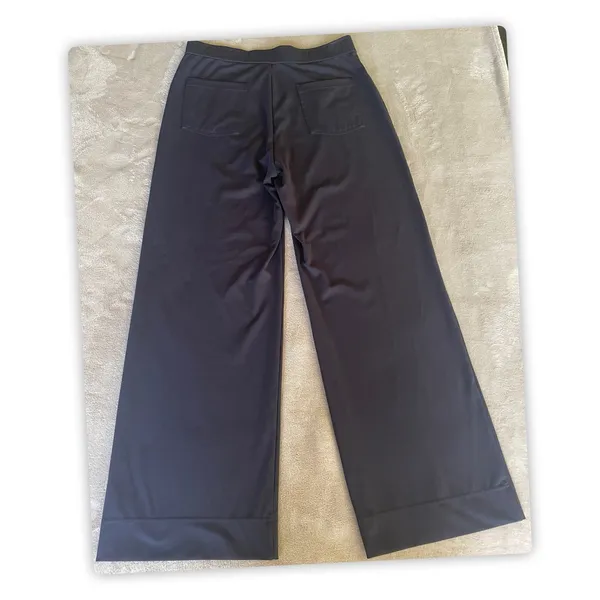 Halara Women's Wide Leg Pants Large Black High Rise Button Front Stretch - Image 5