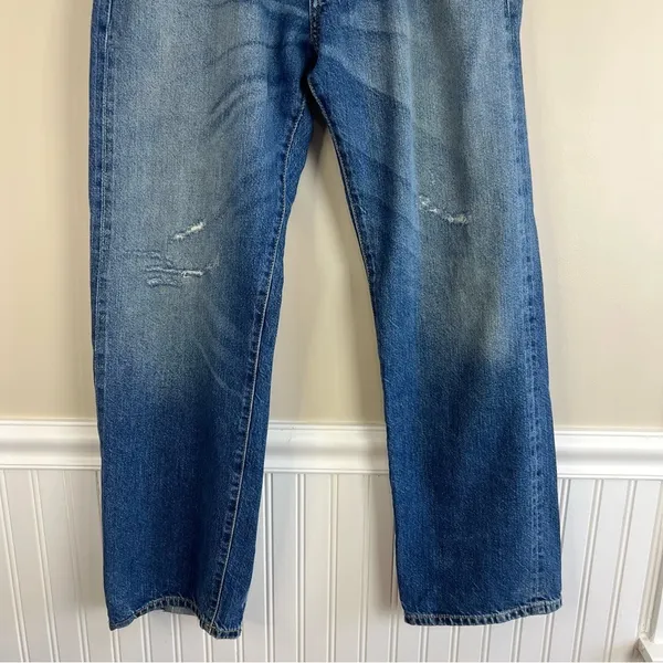 Zara Studio Wide Leg Distressed High Rise Jeans Blue Size S - Image 12