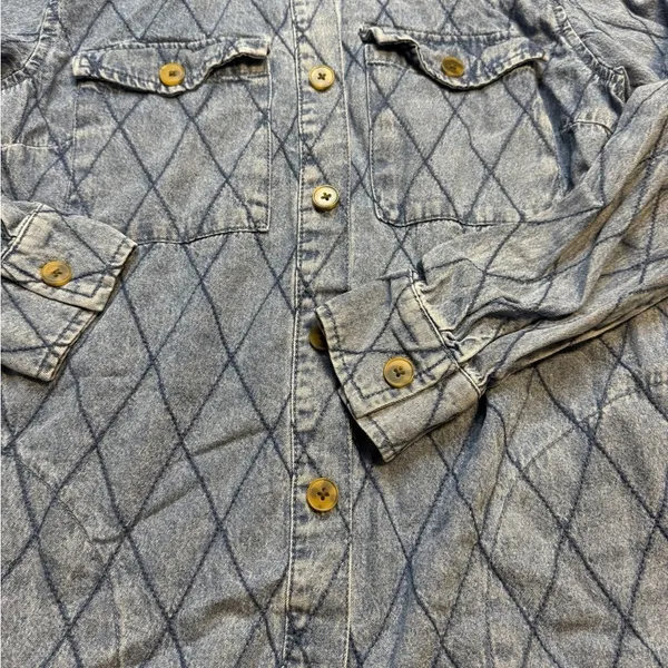 💙 Joan Rivers Denim‎ Boyfriend Shirt Diamond Stitch Women’s Small 💙 - Image 2