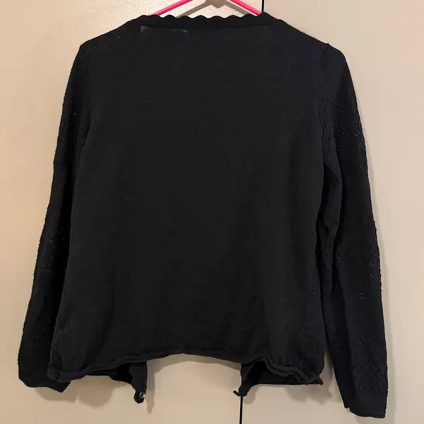 Frye Women's Cardigan Sweater Sz M Black Long Sleeve Button Down Knit Old Money - Image 5