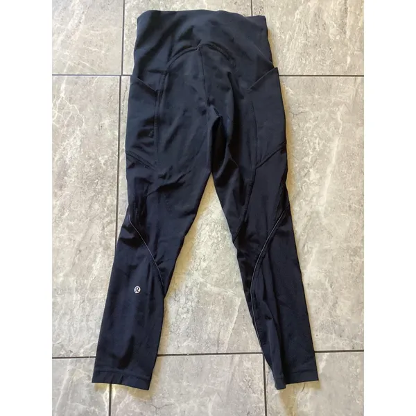 Lululemon Pants Womens 4 Black High Rise Side Pocket Reflective Running Leggings - Image 2