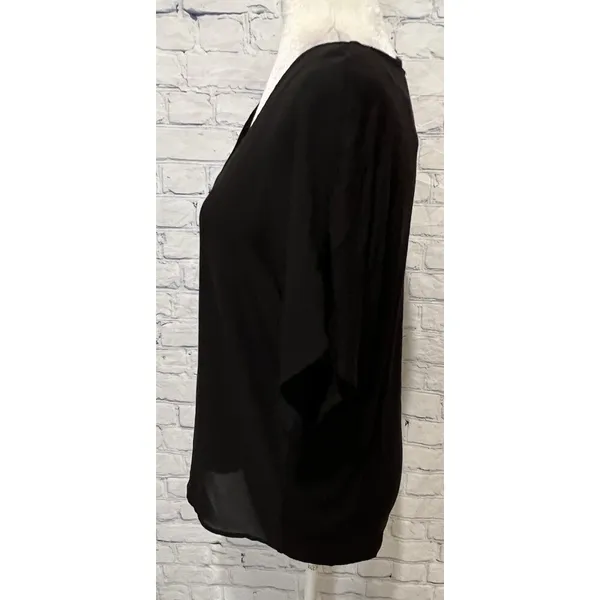 Michael Kors Women’s Short Sleeve Black Shirt Blouse V-neck Casual Medium - Image 3