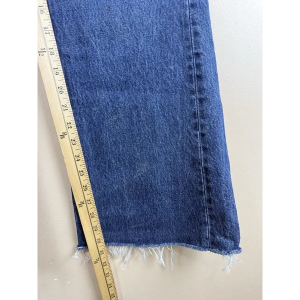 Zara Jeans Womens Blue Size 6 Denim Flare High Rise Raw Hem Medium Wash - Image 12