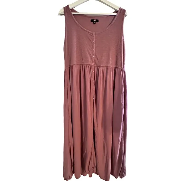 FRYE Women’s Maxi Dress Dusty Rose‎ Pink Mauve Size XL Sleeveless Button Front - Image 2