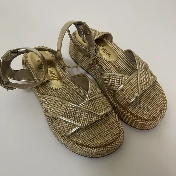 Sam Edelman Nylie Platform Ankle Strap Sandal in a woven metallic US 7.5 - Image 2