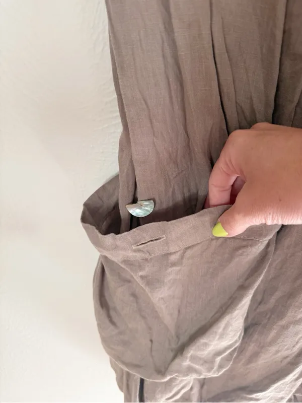 Match Point Linen Big Side Pockets Sz M Tan Size M - Image 5