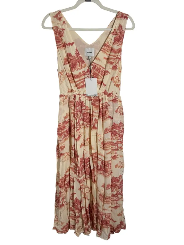 Reformation Farah Midi‎ Dress Toile Print Sleeveless V Neck NWT Size 4 - Image 11