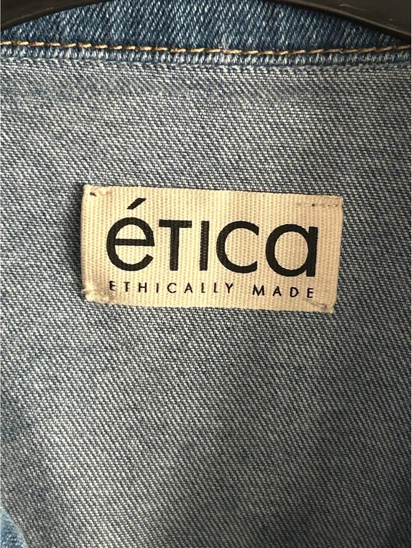 Etica Gabriela Denim Dress M Coquette Aesthetic Sustainable Jean Mini Button Up - Image 5