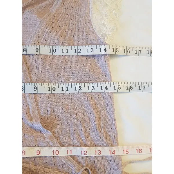 Banana Republic Women Knit Top Crochet Boho Neutral Lace Trim Surplice Wrap XS - Image 13