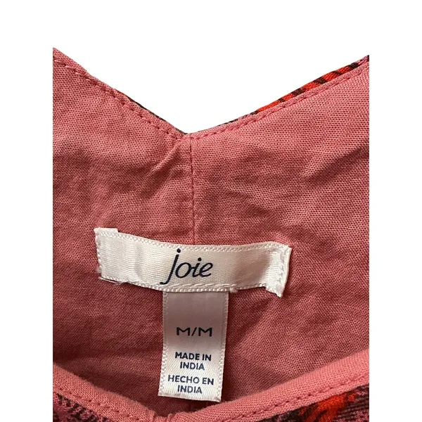 Joie Red Pink Abstract Print Cotton Tiered Maxi Dress Sleeveless V-Neck XL - Image 10