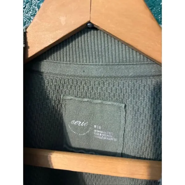 Aerie Green Oversized Crewneck Size Medium Ribbed - Image 2