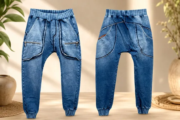 Labellamafia Acid Wash Denim Style Drop-Crotch Joggers – Size Small / P - Image 2