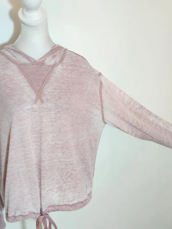 Altar'd State Revival Pink Distressed Oversized Hoodie Pullover Size Small - Image 4