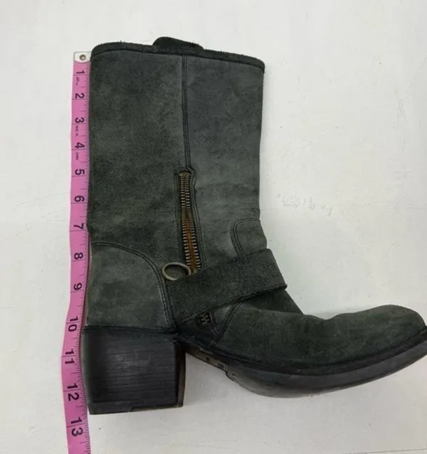 Fiorentini + Baker Mike moto Boot green pull on adjusable buckles sz 36.5 US 6.5 - Image 9