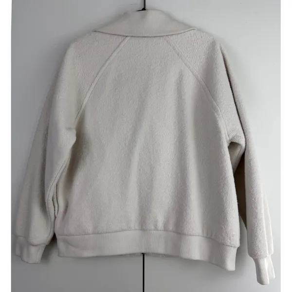 Joie Cream Textured‎ Full Zip Bomber Jacket Off White Luxury Knit Coat Large NWT - Image 2