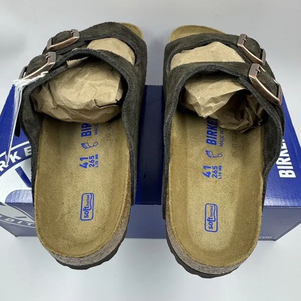 Birkenstock Arizona Mocca Brown Soft Footbed Suede Leather Women Sandals Size 10 - Image 4