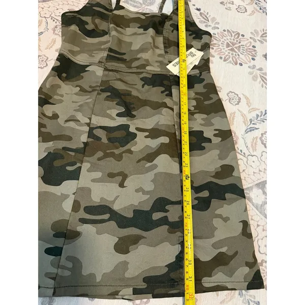 No Boundaries Camo Cotton Dress Square Neck Camouflage Mini Slit Y2K Small - Image 2