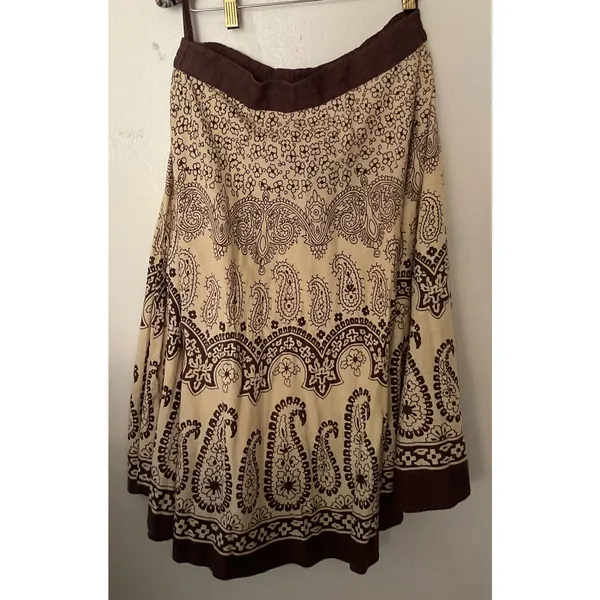 Vintage Bohemian Skirt West Midi Skirt Brown Paisley Floral Print Studio - Image 6