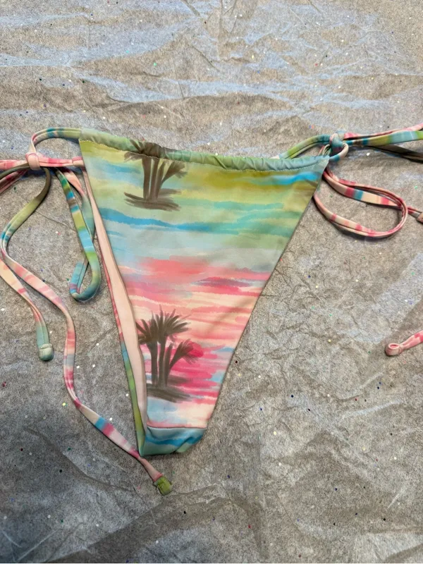 Frankies Bikinis bikini bottom tropical watercolor print with tie sides medium - Image 3