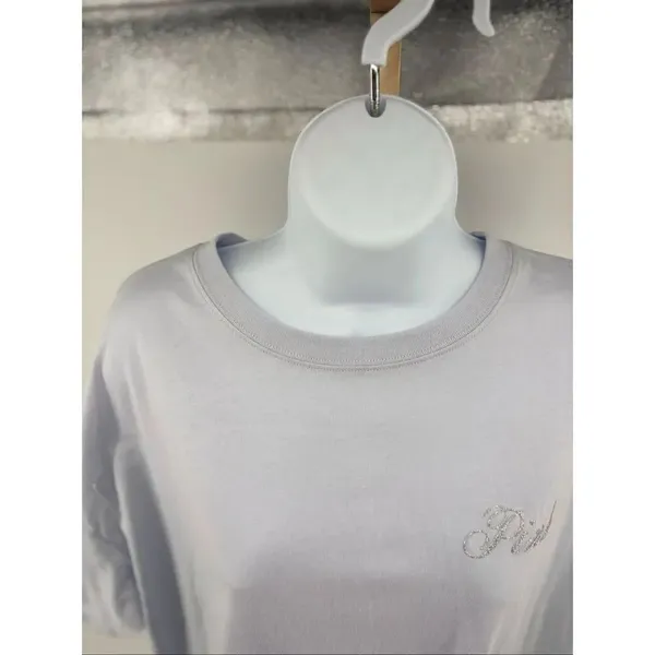 Victoria’s Secret PINK Campus T Shirt M Blue Short Sleeve Glitter Logo Top - Image 9
