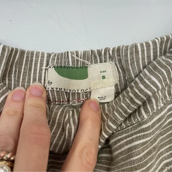 Anthropologie Grey/Beige and White Striped Linen Chinos High-Rise Comfort‎ sz S - Image 5