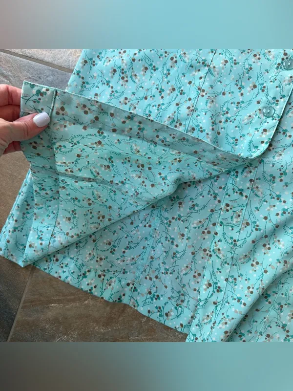 Christopher & Banks Teal Floral Pintuck Maxi Dress - Size 10 Y2K 2000s - Image 3