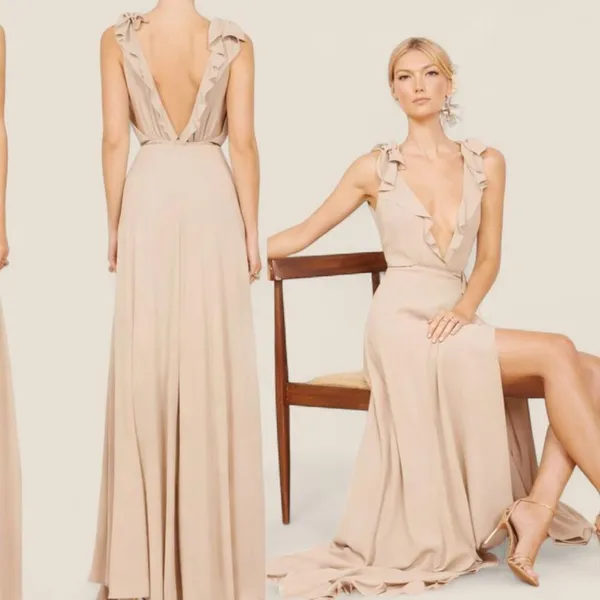 Reformation autumn wedding guest flowy ruffle maxi dress size large - Image 5