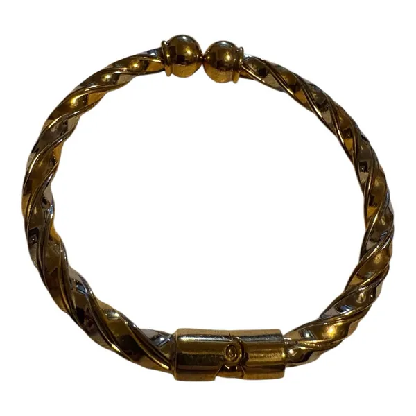 Gold and Silver Twisted Cuff Bracelet One Size - Image 4