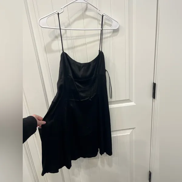 Zara Black Mini Dress with Spaghetti Straps - Image 2