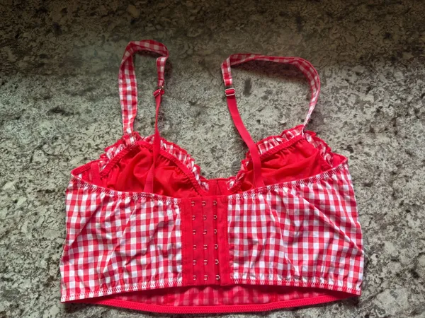 Colsie red-and-white gingham woven corset bra top - Image 2