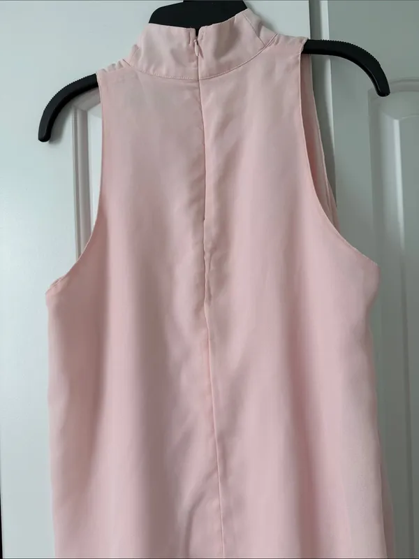 Abercrombie & Fitch Soft Pink Sleeveless Tiered Mock-Neck Dress - Image 6