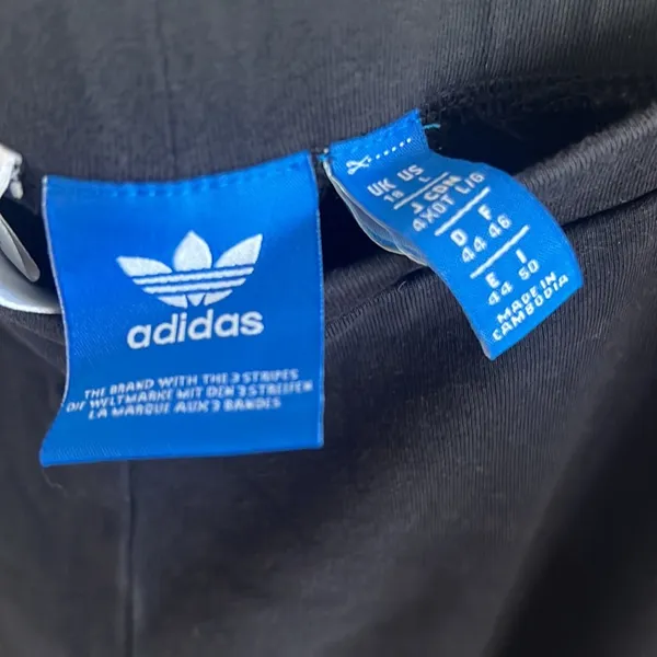 Adidas Essentials 3-Stripes Leggings Black White Embroidered Trefoil Logo Large - Image 3