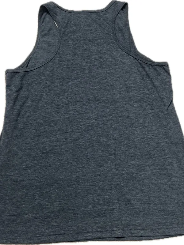 Source‎ Unknown Charcoal Gray Graphic Tank Top - White Print - Image 3
