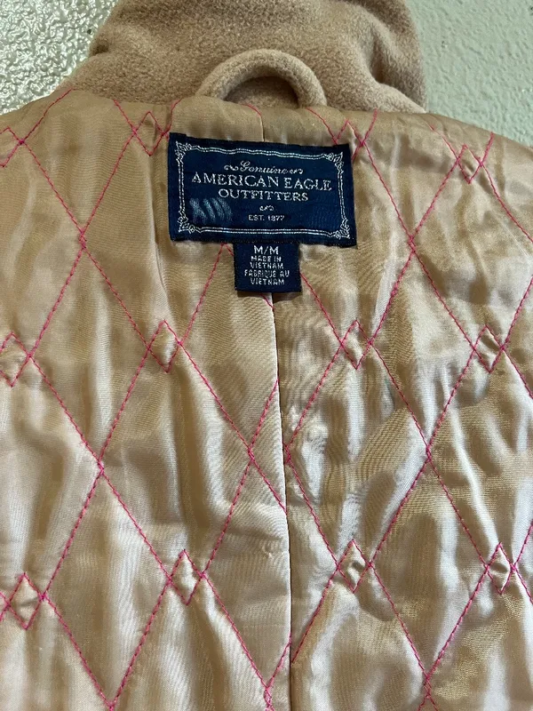 American Eagle Outfitters Women's‎ Tan Double-Breasted Peacoat y2k size medium - Image 6
