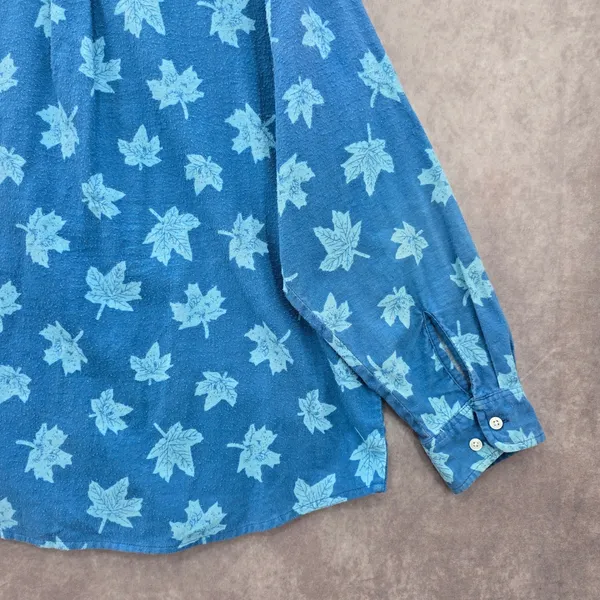 Haband Blue Leaf Cozy Flannel Y2K Vintage Button Down Long Sleeve Shirt XL‎ - Image 9