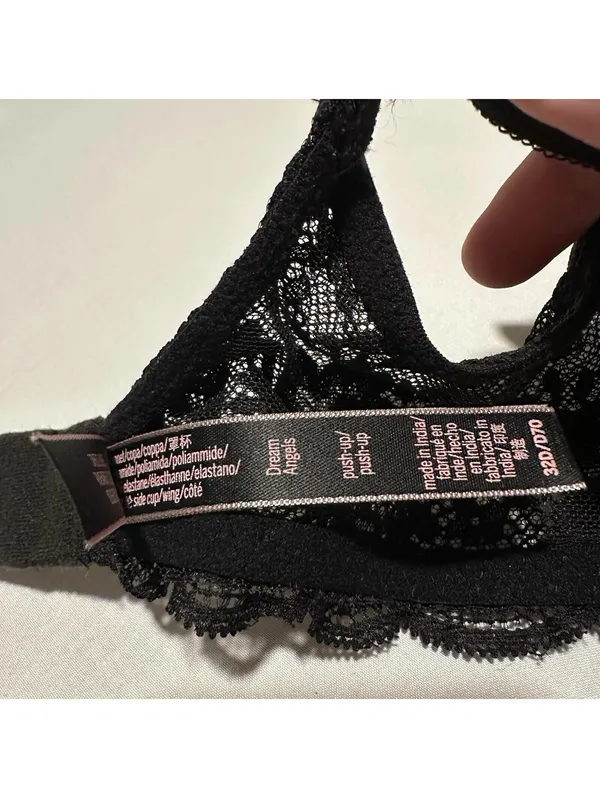 Victoria’s Secret Black Lace Trim Dream Angels Push Up Bra 32D - Image 5
