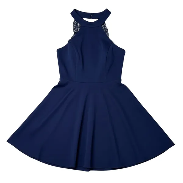Lulu's Hometown Girl Skate Dress‎ Lapas Blue Halter SMALL Feminine Romantic - Image 3