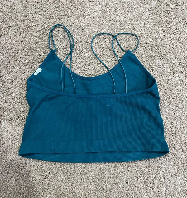 Ribbed Crop Top Blue - Image 3