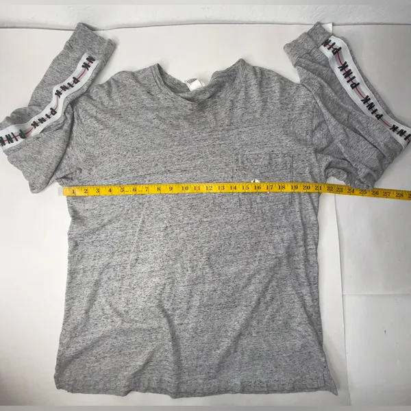 VICTORIAS SECRET PINK Shirt Rare Bling Big‎ Dog Campus Pocket Womens Size M Gray - Image 4